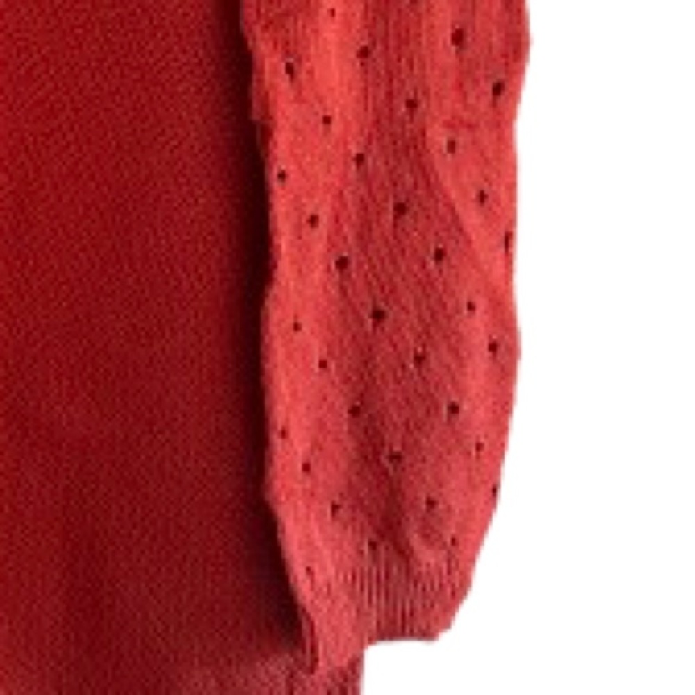 Moth Cherry Coded Rust Red Eyelet Knit Sweater La… - image 4